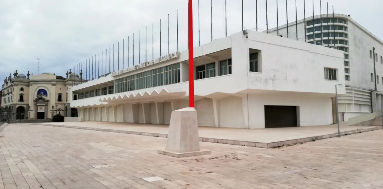 The facade of the Palazzo del Cinema on the Venice Lido, photographed outside the festival period in 2022.