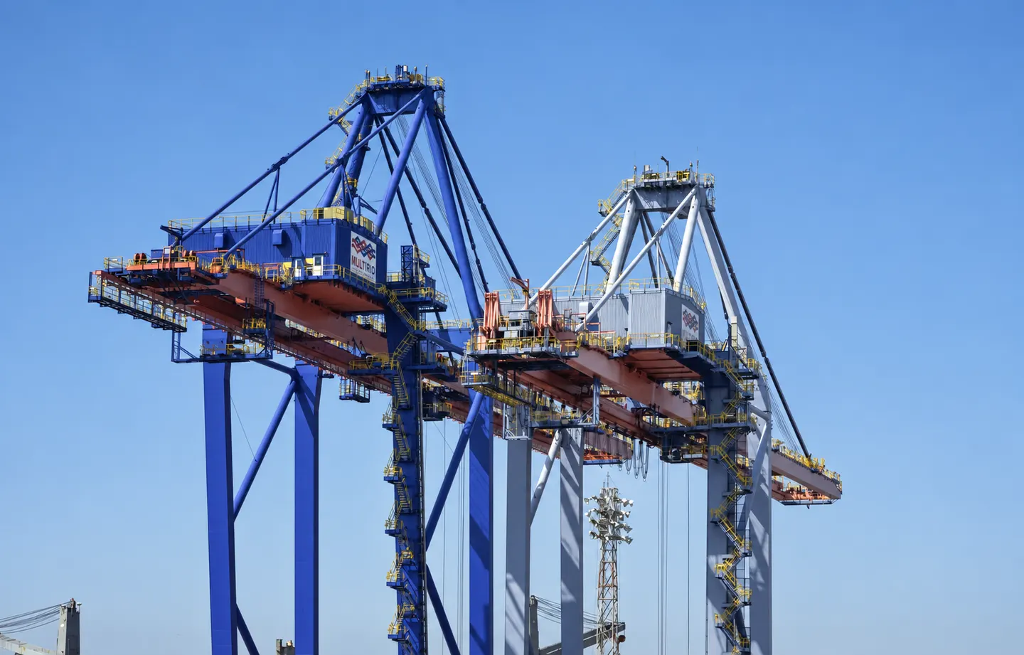 AI-adapted editorial illustration based on container cranes at the port of rio de janeiro in 2023